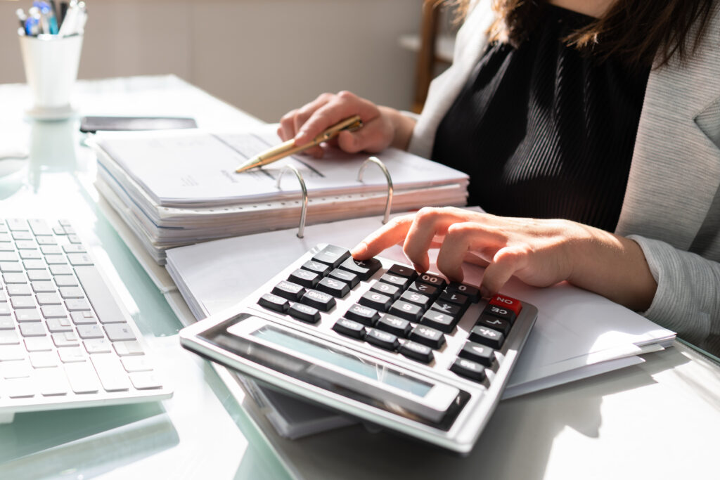 Professional Accountant Woman In Office. Finance Invoice Accounting