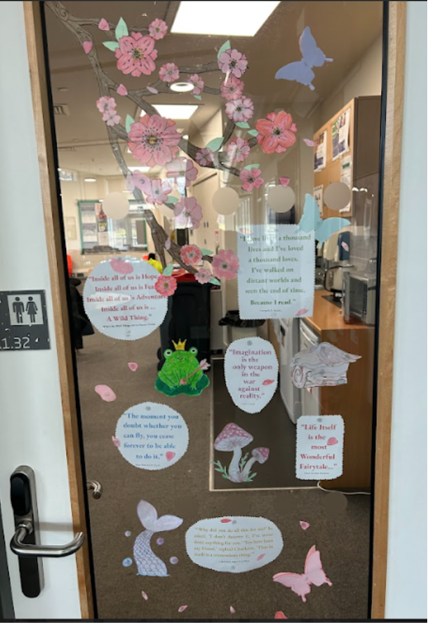 Student decorated classroom door for World Book Day 2025